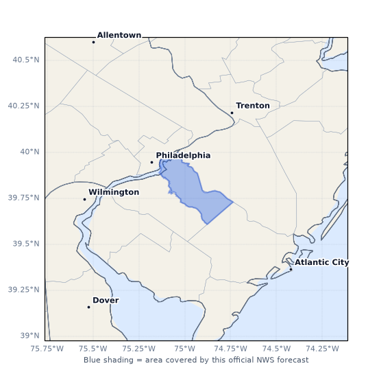 NWS forecast zone NJZ018 (Camden)
