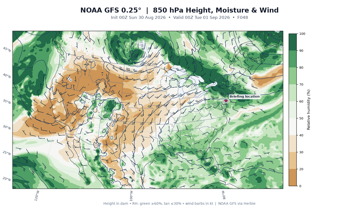 GFS 850-mb day 2 guidance