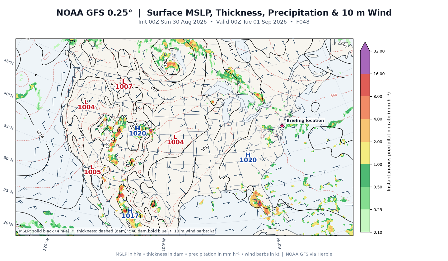 GFS surface day 2 guidance