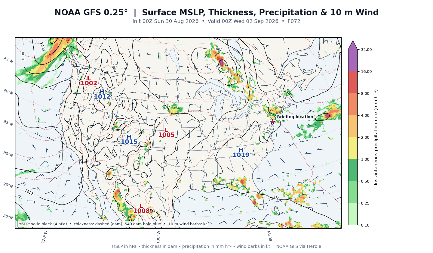 GFS surface day 3 guidance