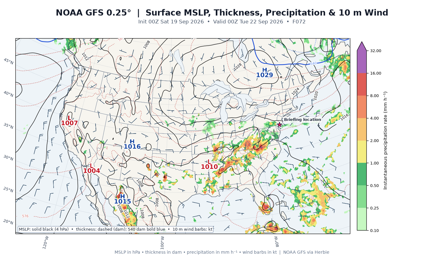 GFS surface day 3 guidance