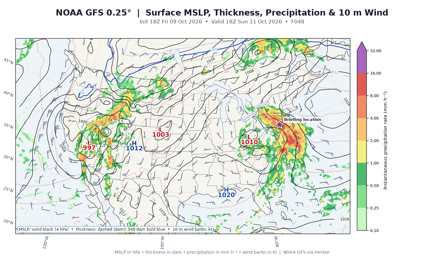 GFS surface day 2 guidance
